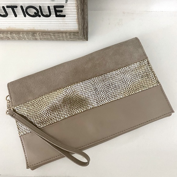 WHBM VTG Style Leather Snakeskin Clutch Purse